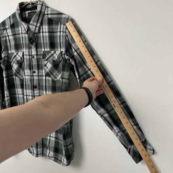 511 Tactical Series Men's Small Long Sleeve Snap Button Shirt Green/Black Plaid - Picture 6 of 8